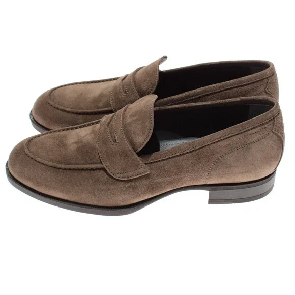 Di Bianco NWB Miseno Cashmere Suede Penny Loafers Size 41.5 (US 8.5) Bark Brown